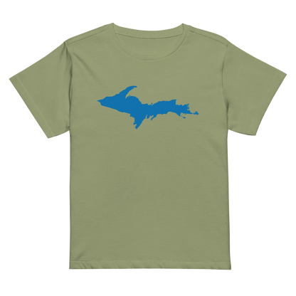 Michigan Upper Peninsula T-Shirt (w/ Azure UP Outline) | Women's High-Waisted