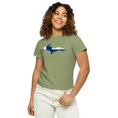 Michigan Upper Peninsula T-Shirt (w/ UP Finland Flag Outline) | Women's High-Waisted