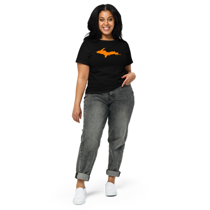 Michigan Upper Peninsula T-Shirt (w/ Orange UP Outline) | Women's High-Waisted