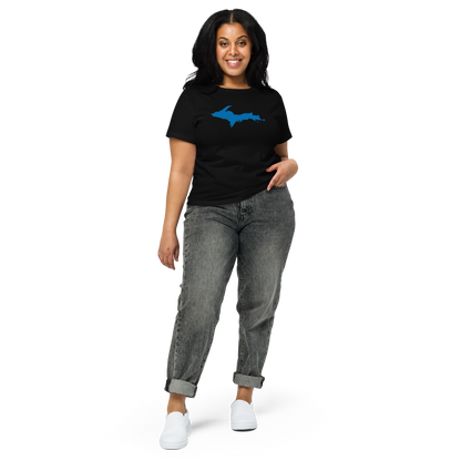 Michigan Upper Peninsula T-Shirt (w/ Azure UP Outline) | Women's High-Waisted