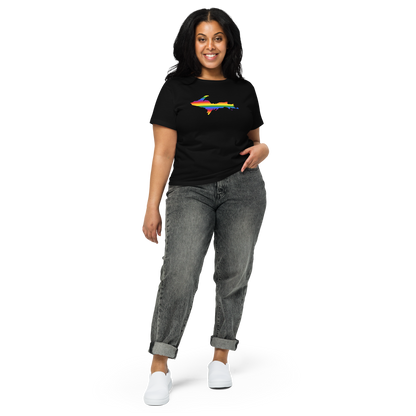 Michigan Upper Peninsula T-Shirt (w/ UP Pride Flag Outline) | Women's High-Waisted