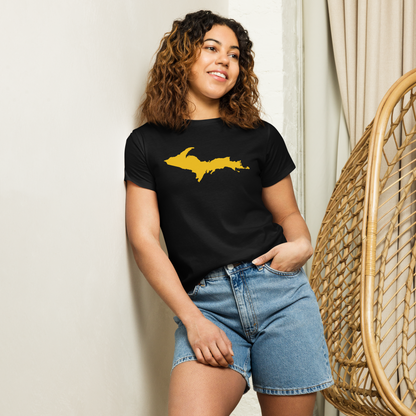 Michigan Upper Peninsula T-Shirt (w/ Gold UP Outline) | Women's High-Waisted