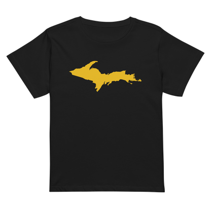 Michigan Upper Peninsula T-Shirt (w/ Gold UP Outline) | Women's High-Waisted