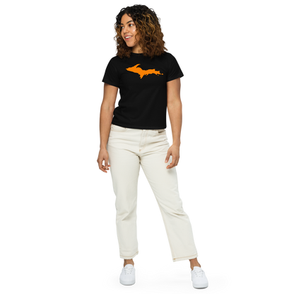 Michigan Upper Peninsula T-Shirt (w/ Orange UP Outline) | Women's High-Waisted