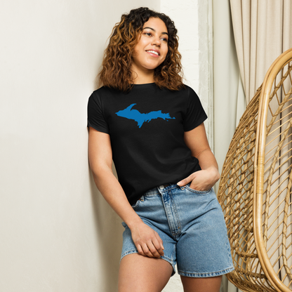 Michigan Upper Peninsula T-Shirt (w/ Azure UP Outline) | Women's High-Waisted