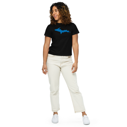 Michigan Upper Peninsula T-Shirt (w/ Azure UP Outline) | Women's High-Waisted