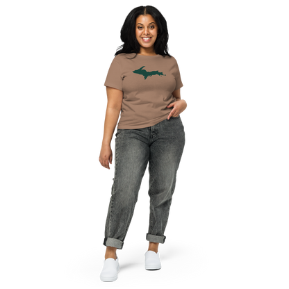 Michigan Upper Peninsula T-Shirt (w/ Green UP Outline) | Women's High-Waisted