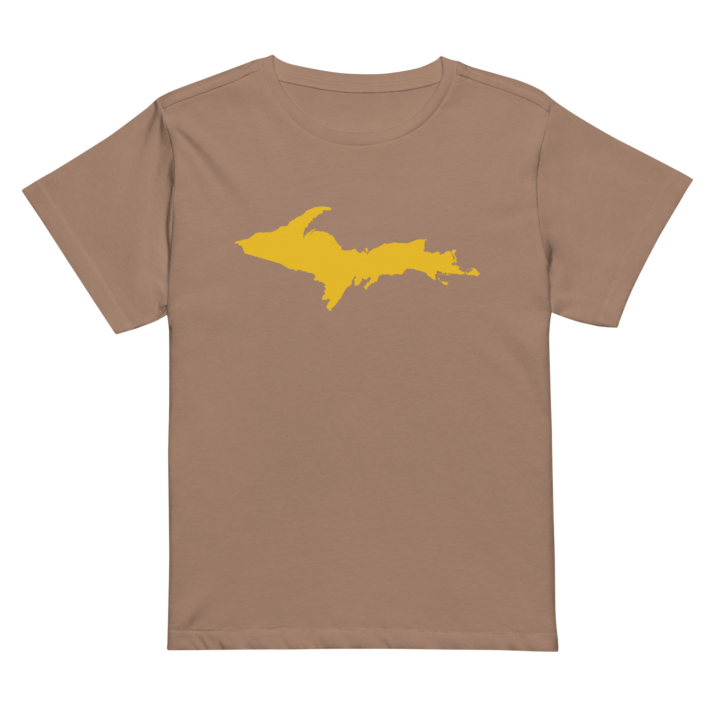 Michigan Upper Peninsula T-Shirt (w/ Gold UP Outline) | Women's High-Waisted