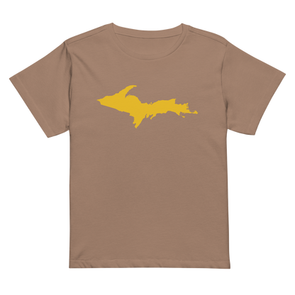 Michigan Upper Peninsula T-Shirt (w/ Gold UP Outline) | Women's High-Waisted