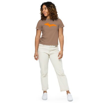 Michigan Upper Peninsula T-Shirt (w/ Orange UP Outline) | Women's High-Waisted