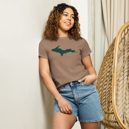 Michigan Upper Peninsula T-Shirt (w/ Green UP Outline) | Women's High-Waisted