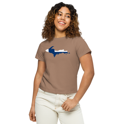 Michigan Upper Peninsula T-Shirt (w/ UP Finland Flag Outline) | Women's High-Waisted