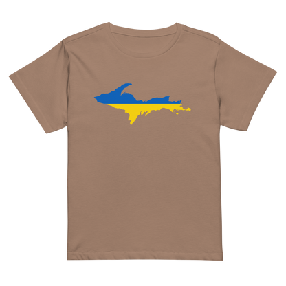 Michigan Upper Peninsula T-Shirt (w/ UP Ukraine Flag Outline) | Women's High-Waisted