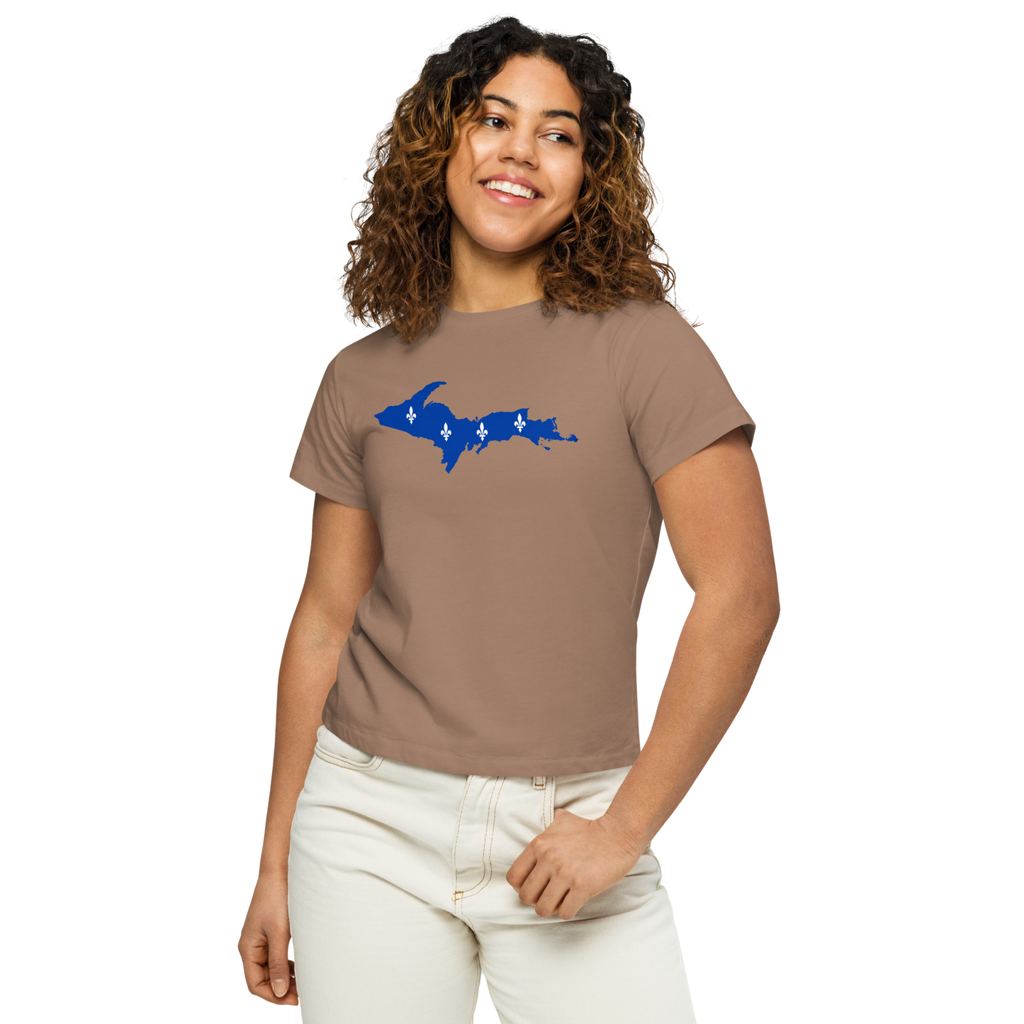 Michigan Upper Peninsula T-Shirt (w/ UP Quebec Flag Outline) | Women's High-Waisted