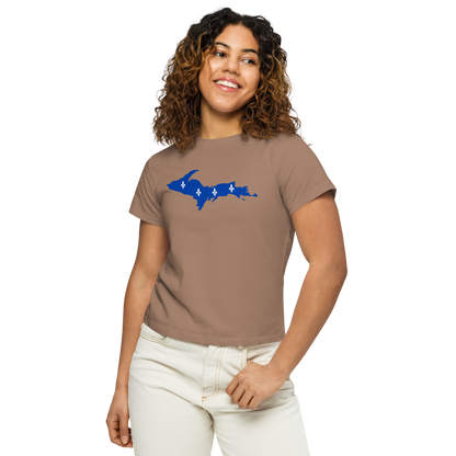 Michigan Upper Peninsula T-Shirt (w/ UP Quebec Flag Outline) | Women's High-Waisted