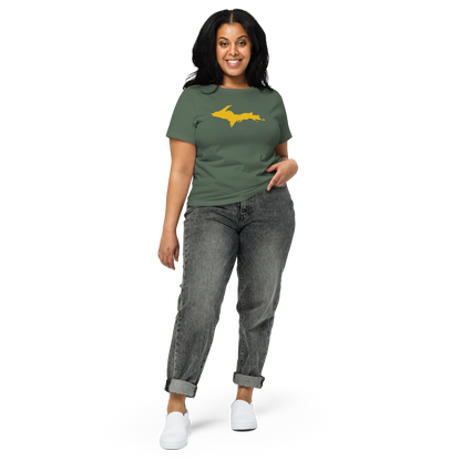 Michigan Upper Peninsula T-Shirt (w/ Gold UP Outline) | Women's High-Waisted