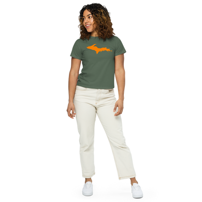 Michigan Upper Peninsula T-Shirt (w/ Orange UP Outline) | Women's High-Waisted