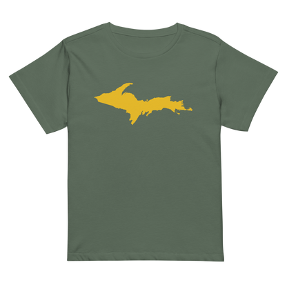 Michigan Upper Peninsula T-Shirt (w/ Gold UP Outline) | Women's High-Waisted