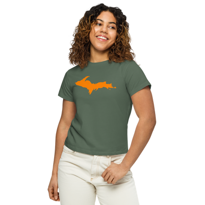 Michigan Upper Peninsula T-Shirt (w/ Orange UP Outline) | Women's High-Waisted