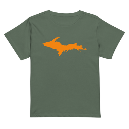 Michigan Upper Peninsula T-Shirt (w/ Orange UP Outline) | Women's High-Waisted