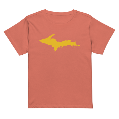 Michigan Upper Peninsula T-Shirt (w/ Gold UP Outline) | Women's High-Waisted