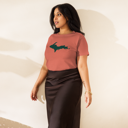 Michigan Upper Peninsula T-Shirt (w/ Green UP Outline) | Women's High-Waisted