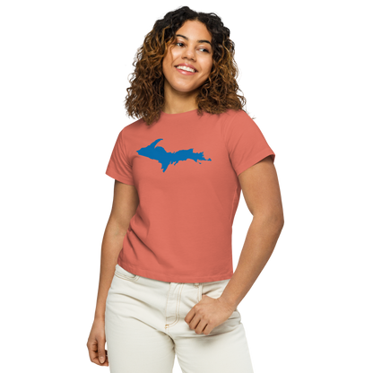 Michigan Upper Peninsula T-Shirt (w/ Azure UP Outline) | Women's High-Waisted