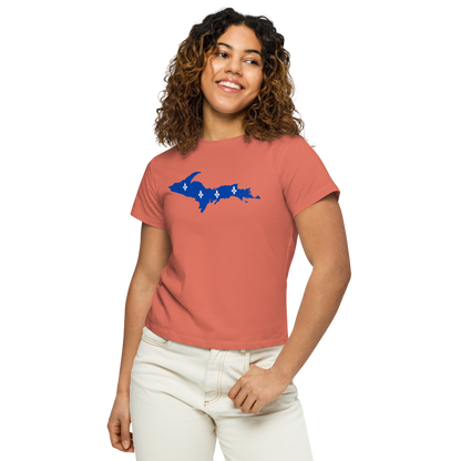 Michigan Upper Peninsula T-Shirt (w/ UP Quebec Flag Outline) | Women's High-Waisted