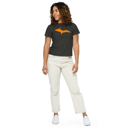 Michigan Upper Peninsula T-Shirt (w/ Orange UP Outline) | Women's High-Waisted