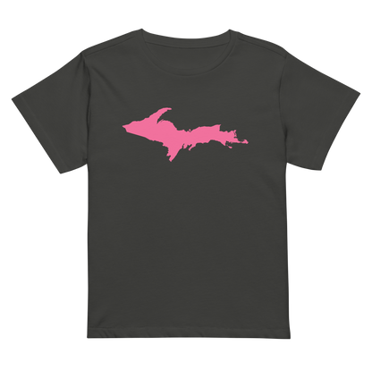 Michigan Upper Peninsula T-Shirt (w/ Pink UP Outline) | Women's High-Waisted