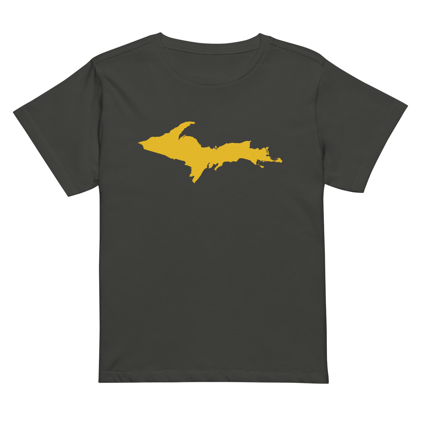 Michigan Upper Peninsula T-Shirt (w/ Gold UP Outline) | Women's High-Waisted