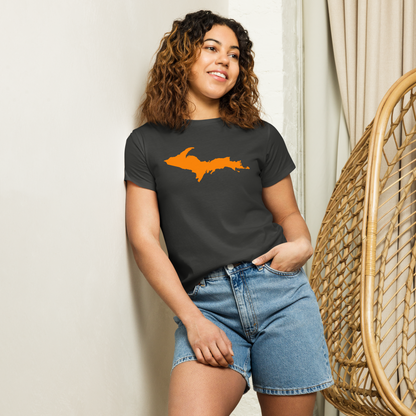 Michigan Upper Peninsula T-Shirt (w/ Orange UP Outline) | Women's High-Waisted