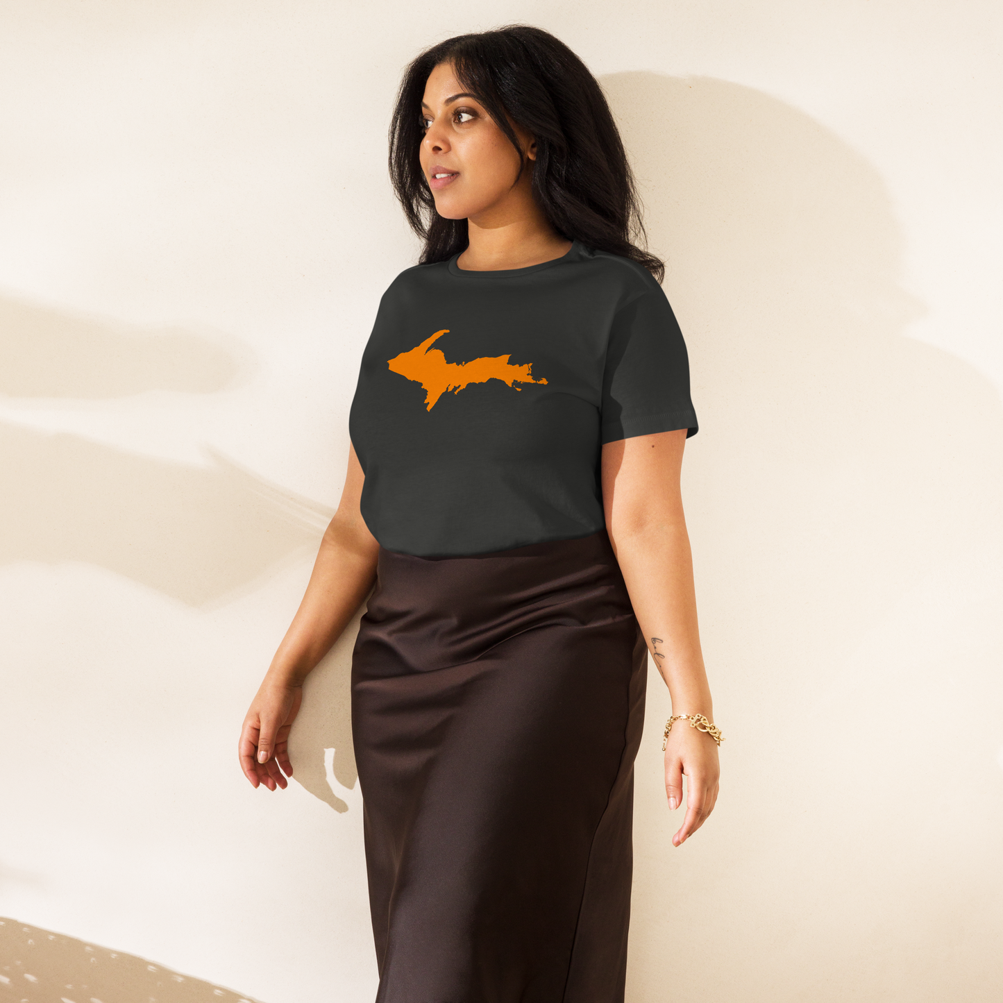 Michigan Upper Peninsula T-Shirt (w/ Orange UP Outline) | Women's High-Waisted