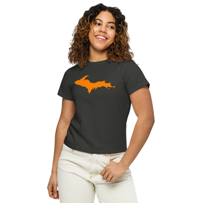 Michigan Upper Peninsula T-Shirt (w/ Orange UP Outline) | Women's High-Waisted