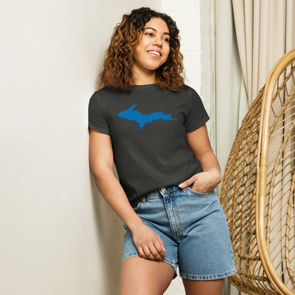 Michigan Upper Peninsula T-Shirt (w/ Azure UP Outline) | Women's High-Waisted