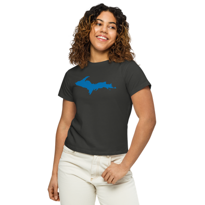 Michigan Upper Peninsula T-Shirt (w/ Azure UP Outline) | Women's High-Waisted