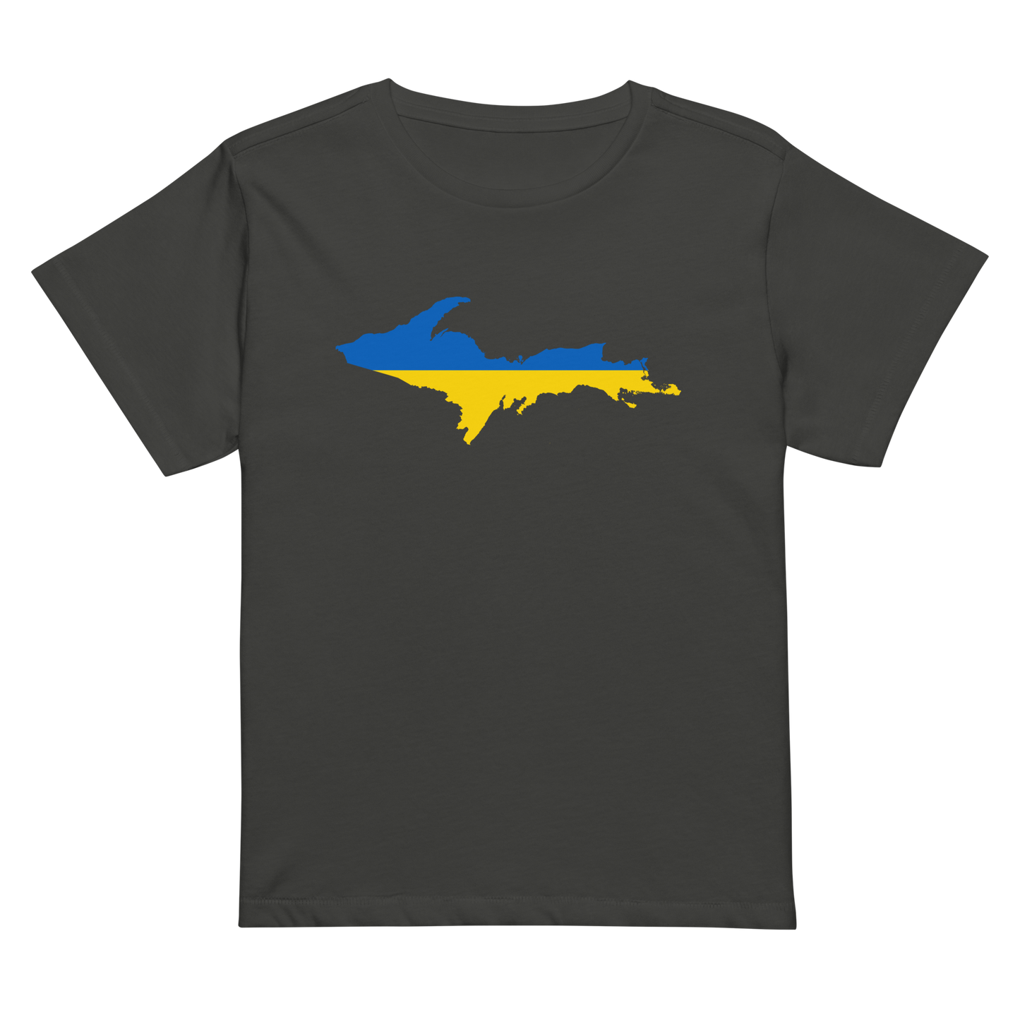 Michigan Upper Peninsula T-Shirt (w/ UP Ukraine Flag Outline) | Women's High-Waisted