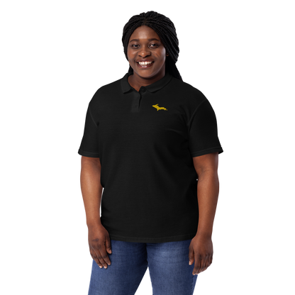 Michigan Upper Peninsula Polo Shirt (w/ Gold UP Outline) | Women's Pique