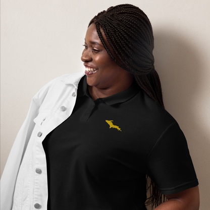 Michigan Upper Peninsula Polo Shirt (w/ Gold UP Outline) | Women's Pique