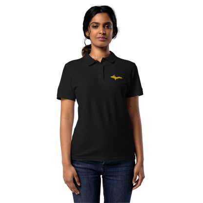 Michigan Upper Peninsula Polo Shirt (w/ Gold UP Outline) | Women's Pique