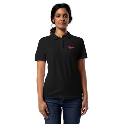 Michigan Upper Peninsula Polo Shirt (w/ Pink UP Outline) | Women's Pique