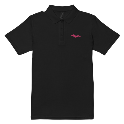 Michigan Upper Peninsula Polo Shirt (w/ Pink UP Outline) | Women's Pique