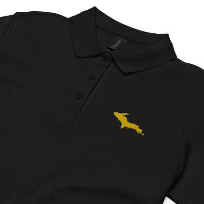 Michigan Upper Peninsula Polo Shirt (w/ Gold UP Outline) | Women's Pique