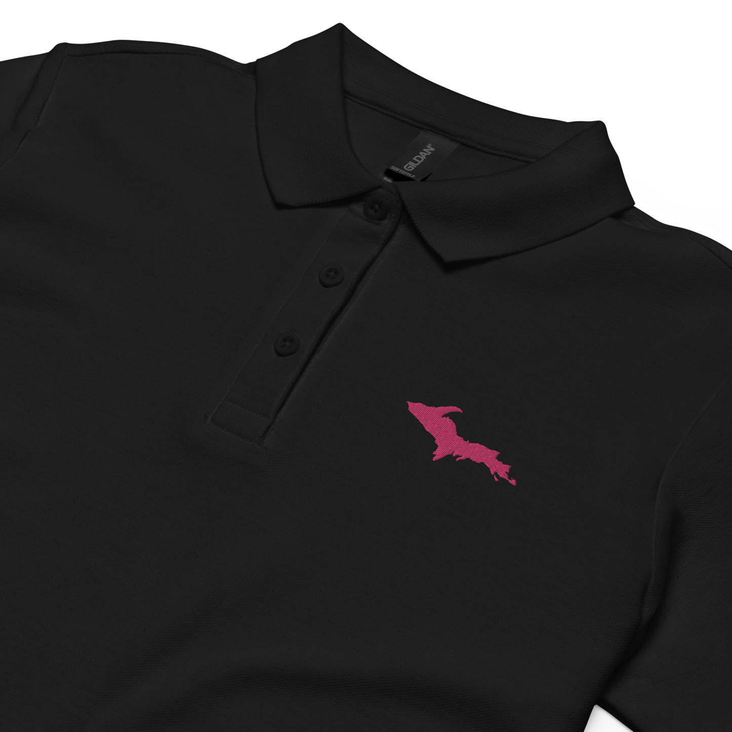 Michigan Upper Peninsula Polo Shirt (w/ Pink UP Outline) | Women's Pique