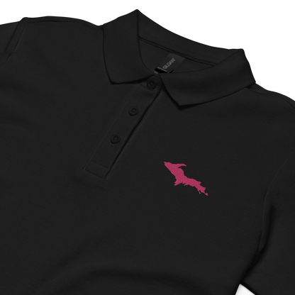 Michigan Upper Peninsula Polo Shirt (w/ Pink UP Outline) | Women's Pique