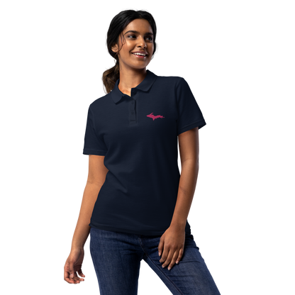 Michigan Upper Peninsula Polo Shirt (w/ Pink UP Outline) | Women's Pique