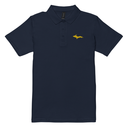 Michigan Upper Peninsula Polo Shirt (w/ Gold UP Outline) | Women's Pique