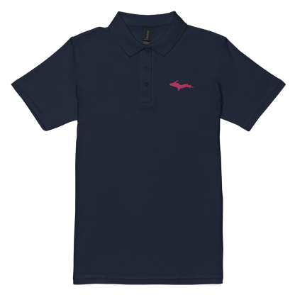 Michigan Upper Peninsula Polo Shirt (w/ Pink UP Outline) | Women's Pique