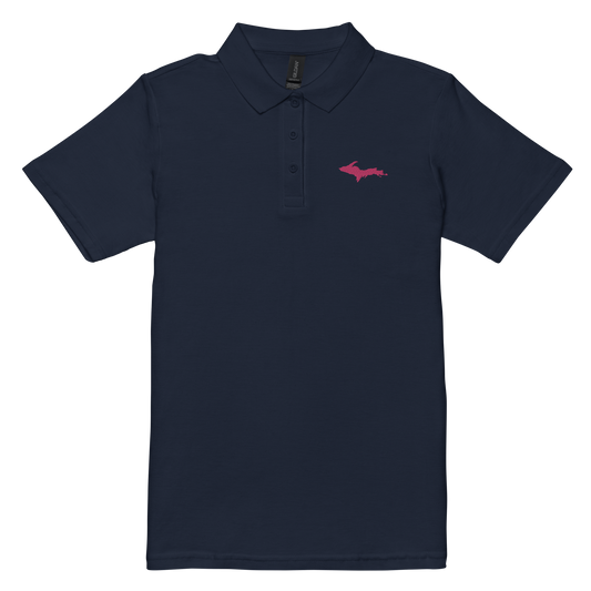 Michigan Upper Peninsula Polo Shirt (w/ Pink UP Outline) | Women's Pique