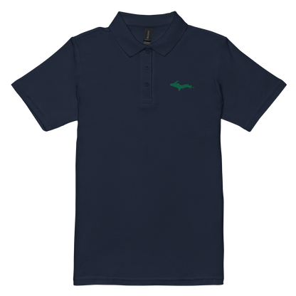 Michigan Upper Peninsula Polo Shirt (w/ Green UP Outline) | Women's Pique